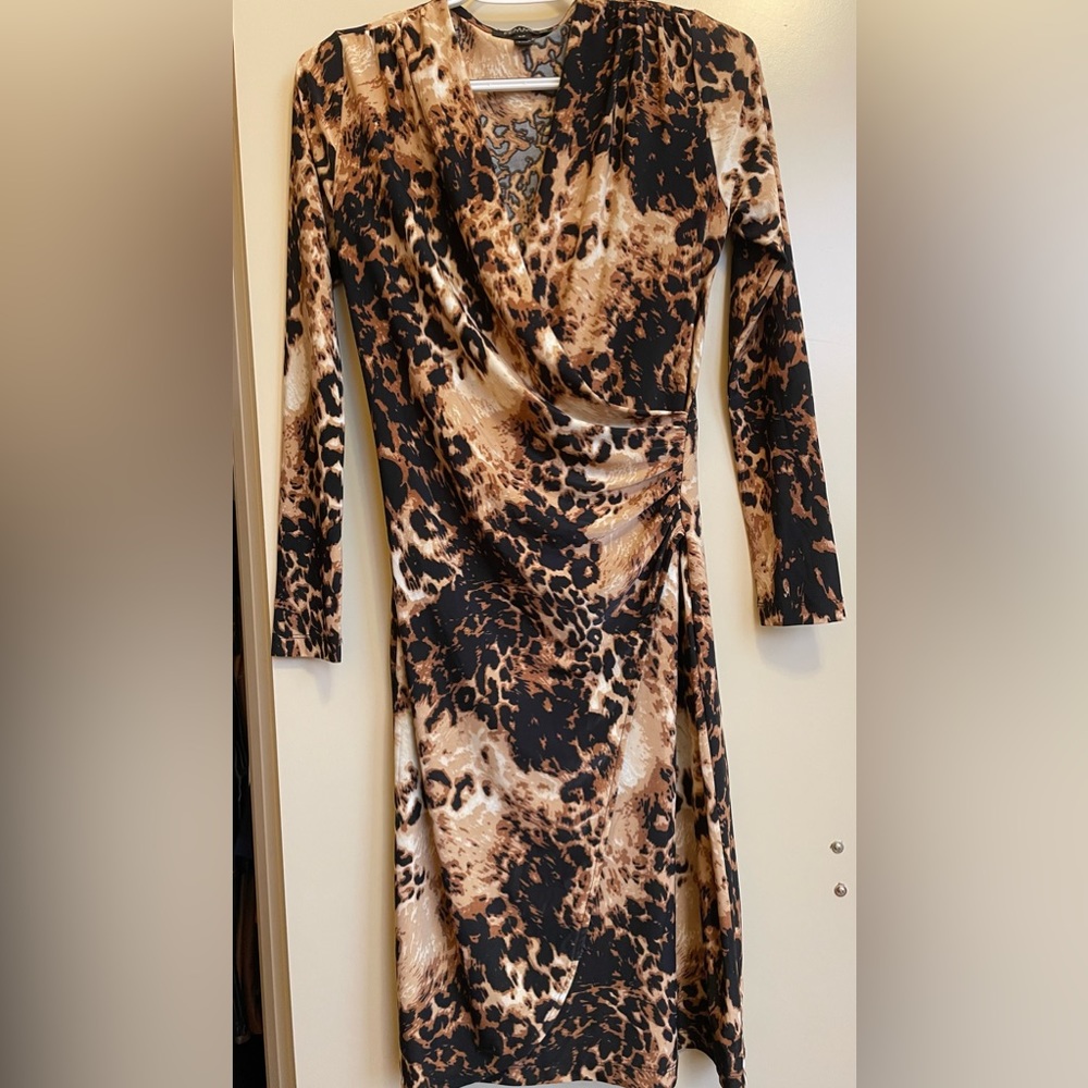 Wrap style leopard dress